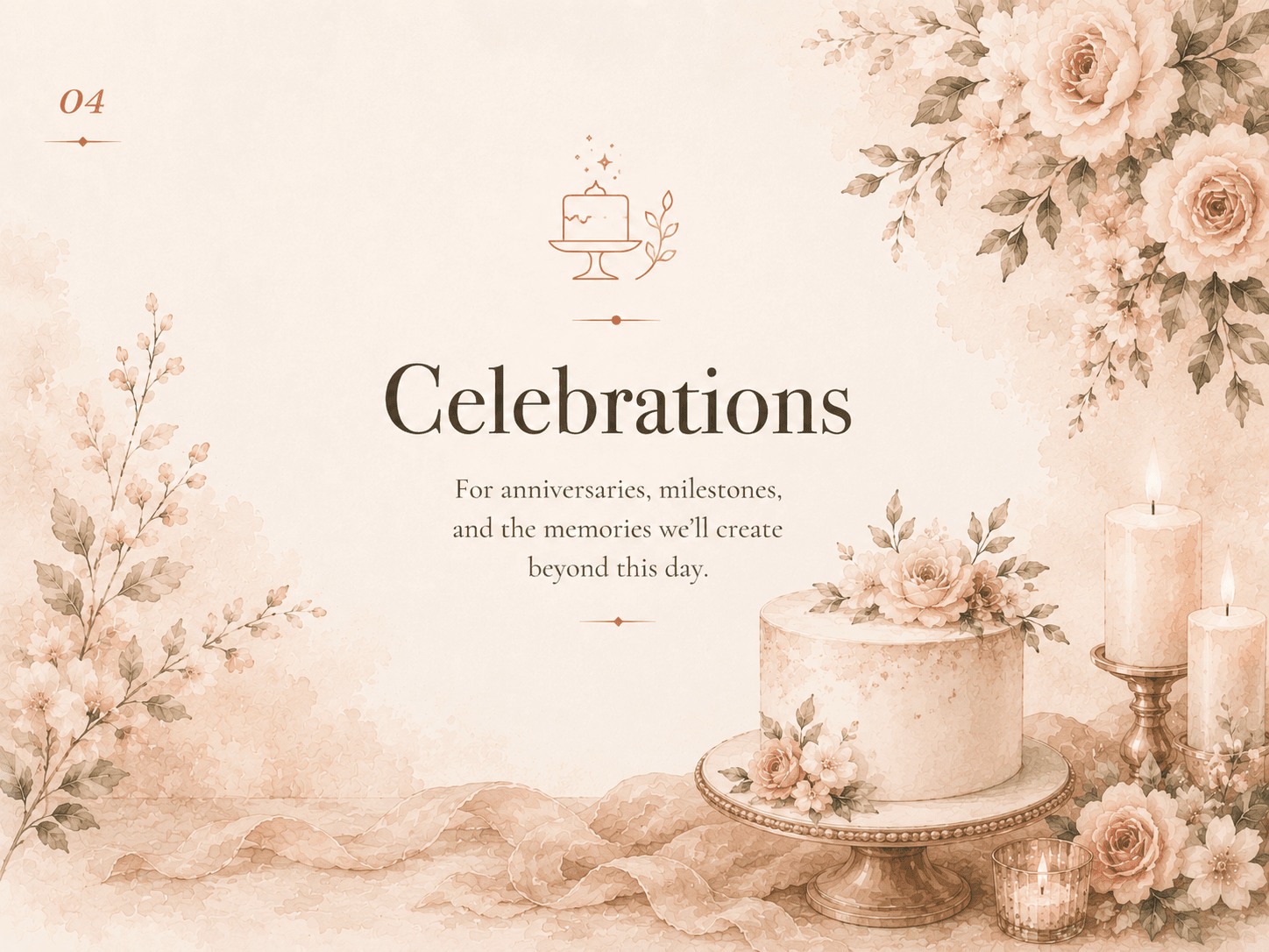 Celebrations: For anniversaries, milestones, and the memories we’ll create beyond this day.